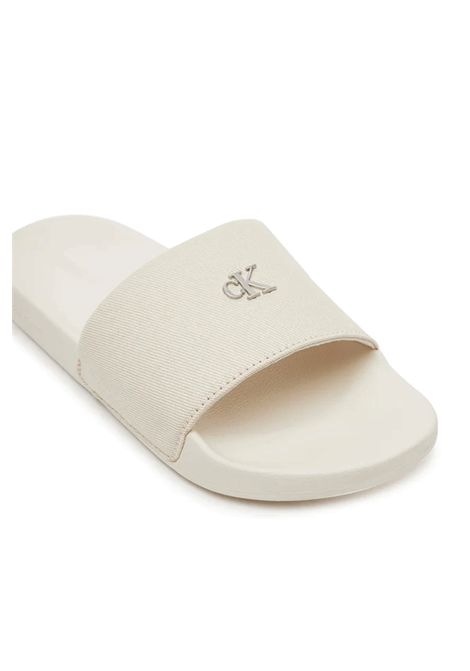 Ciabatte Calvin Klein Slide Monogram Hardware Ecru Donna CALVIN KLEIN | Ciabatte | YW0YW01713-AEO